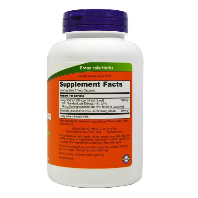 Витамины NOW Гинкго Билоба плюс для улучшения работы мозга, 120 мг, 50 шт в Саратове