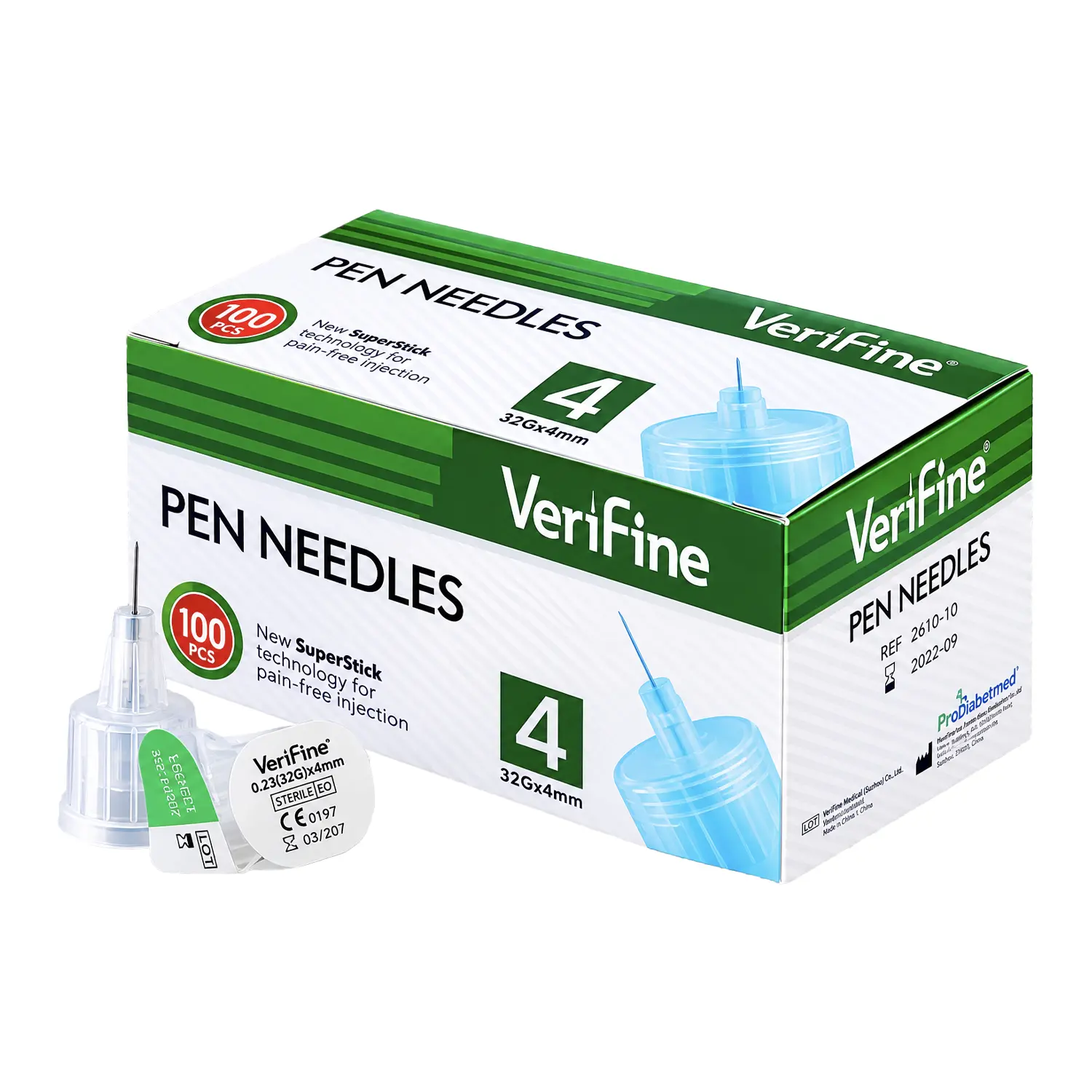 Иглы Verifine 32G для шприц-ручек, длина 4 мм, 100 шт.