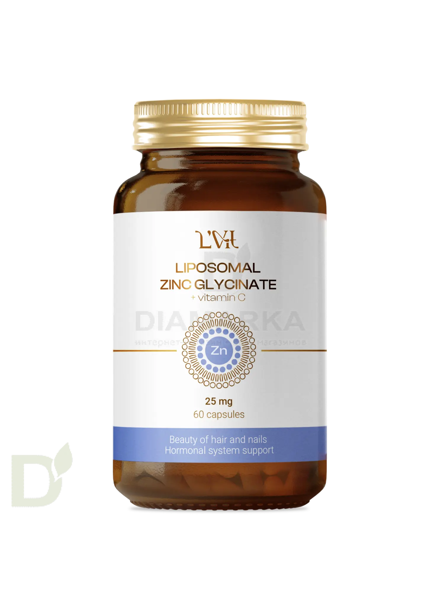 Витамины L'Vit Liposomal Zinc Glycinate + Vitamin C, 25 мг в 1 капсуле, 60 капс в Саратове