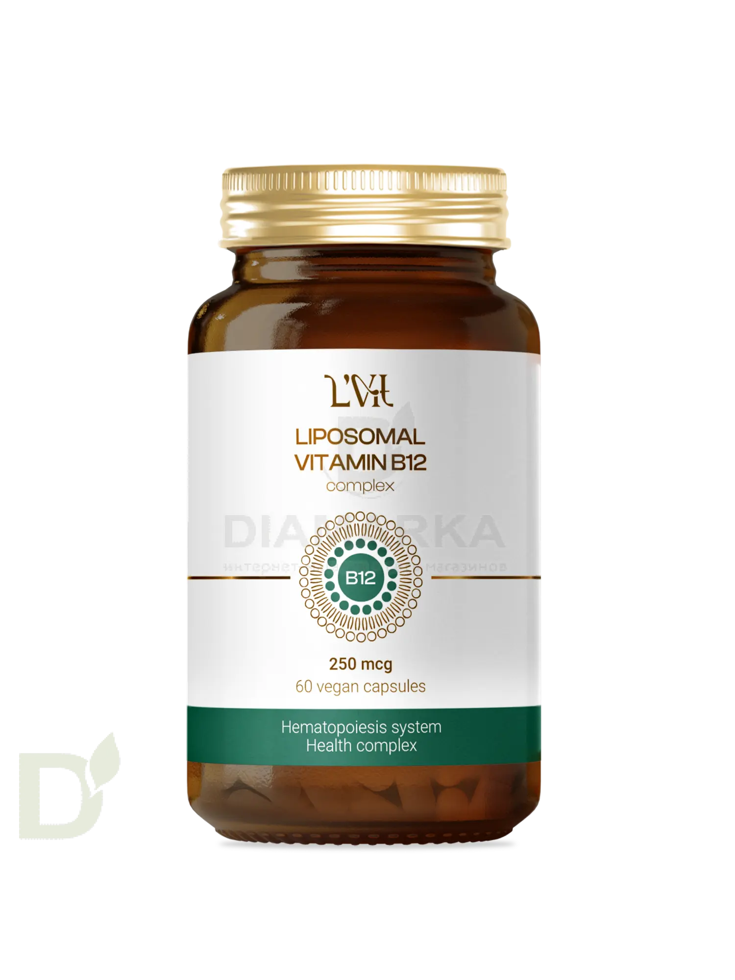 Витамины L'Vit Liposomal Vitamin B12+B9 complex, 250+200 мг в 1 капсуле, 60 капс в Саратове
