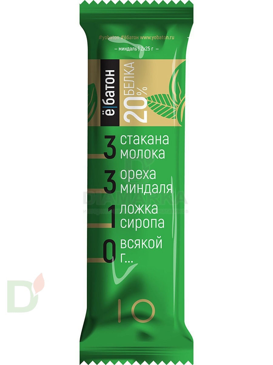 Батончик протеиновый Ё/батон Миндаль в шоколадной глазури 50гр в Саратове