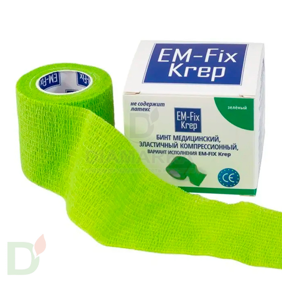Бинт эластичный когезивный EM-fix krep Лайм, 5 см х 4,5 м в Саратове