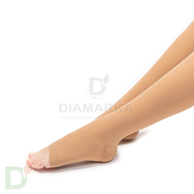 Чулки компрессионные JW-227 универсальные с открытым мыском, 2 класс компрессии, Бежевый