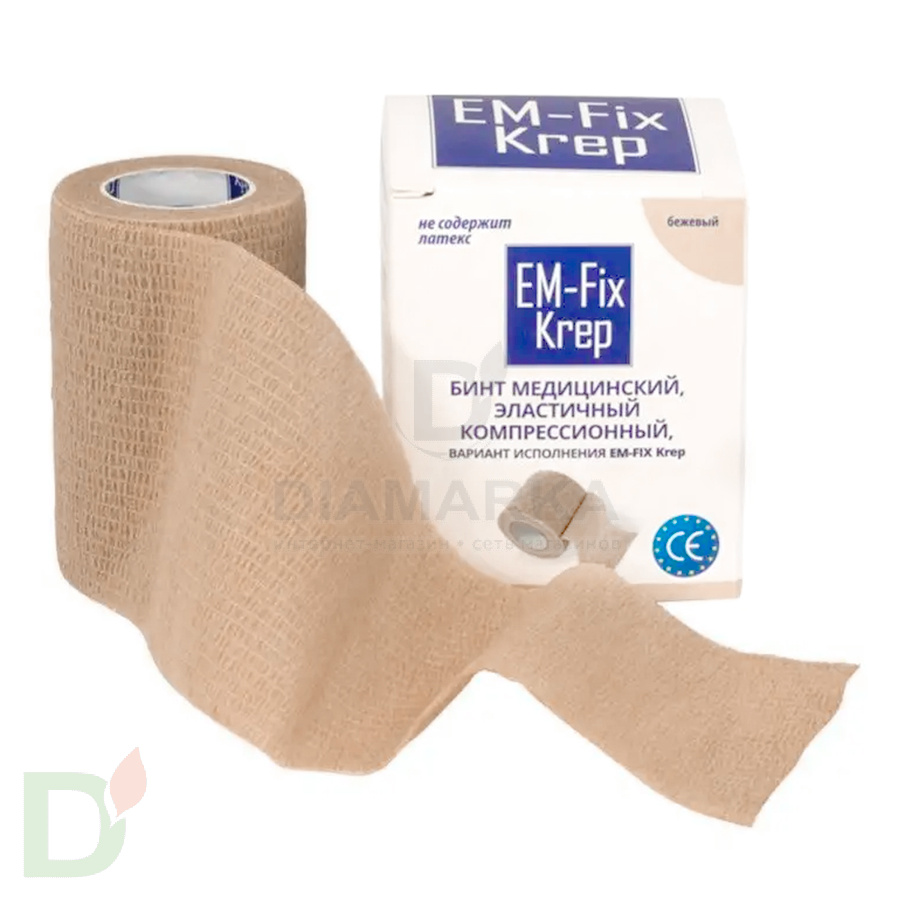 Бинт эластичный когезивный EM-Fix krep бежевый, 7,5 см х 4,5 м в Саратове