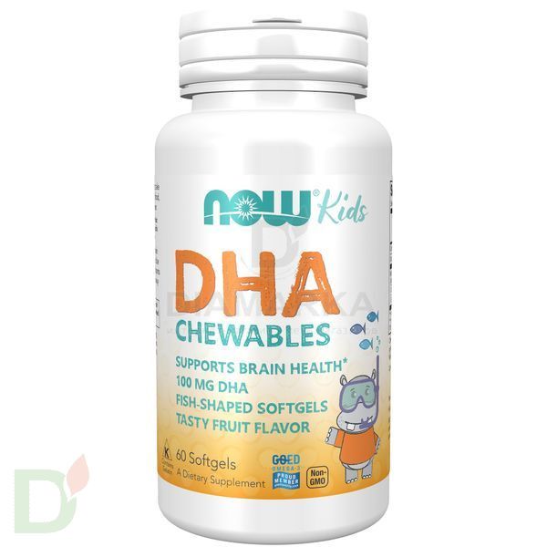 Витамины NOW Омега-3 детская для улучшения памяти и внимания, жевательные пастилки, 1000DHA, 60 шт в Саратове