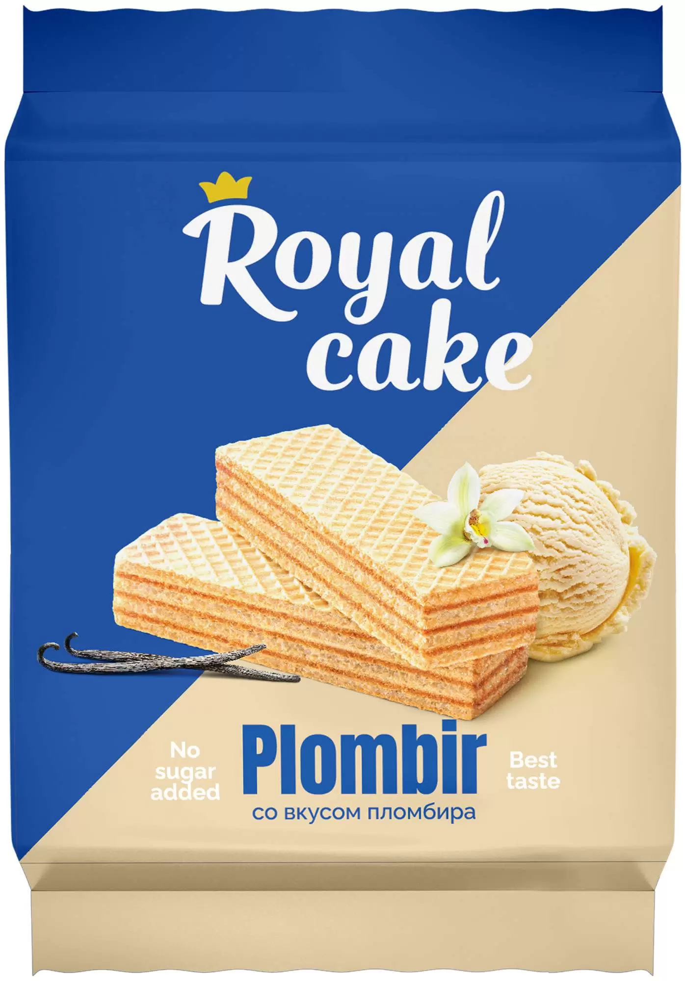Вафли Royal cake со вкусом «ПЛОМБИР» без сахара, 120 г в Саратове