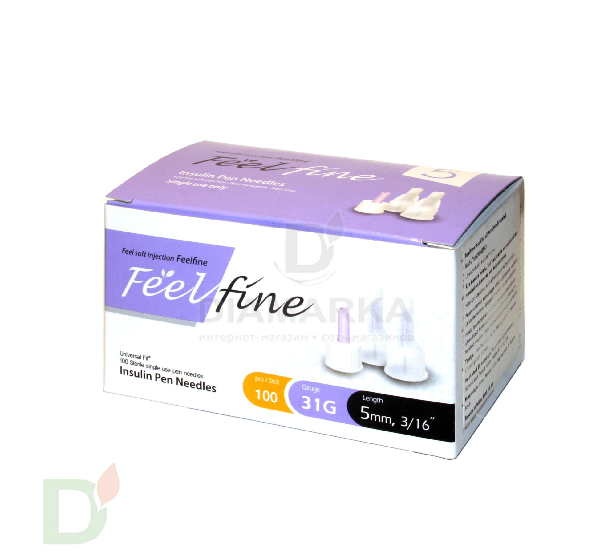 Иглы ФилФайн (FeelFine) 31G, длина 5 мм, 100 штук, для шприц ручек