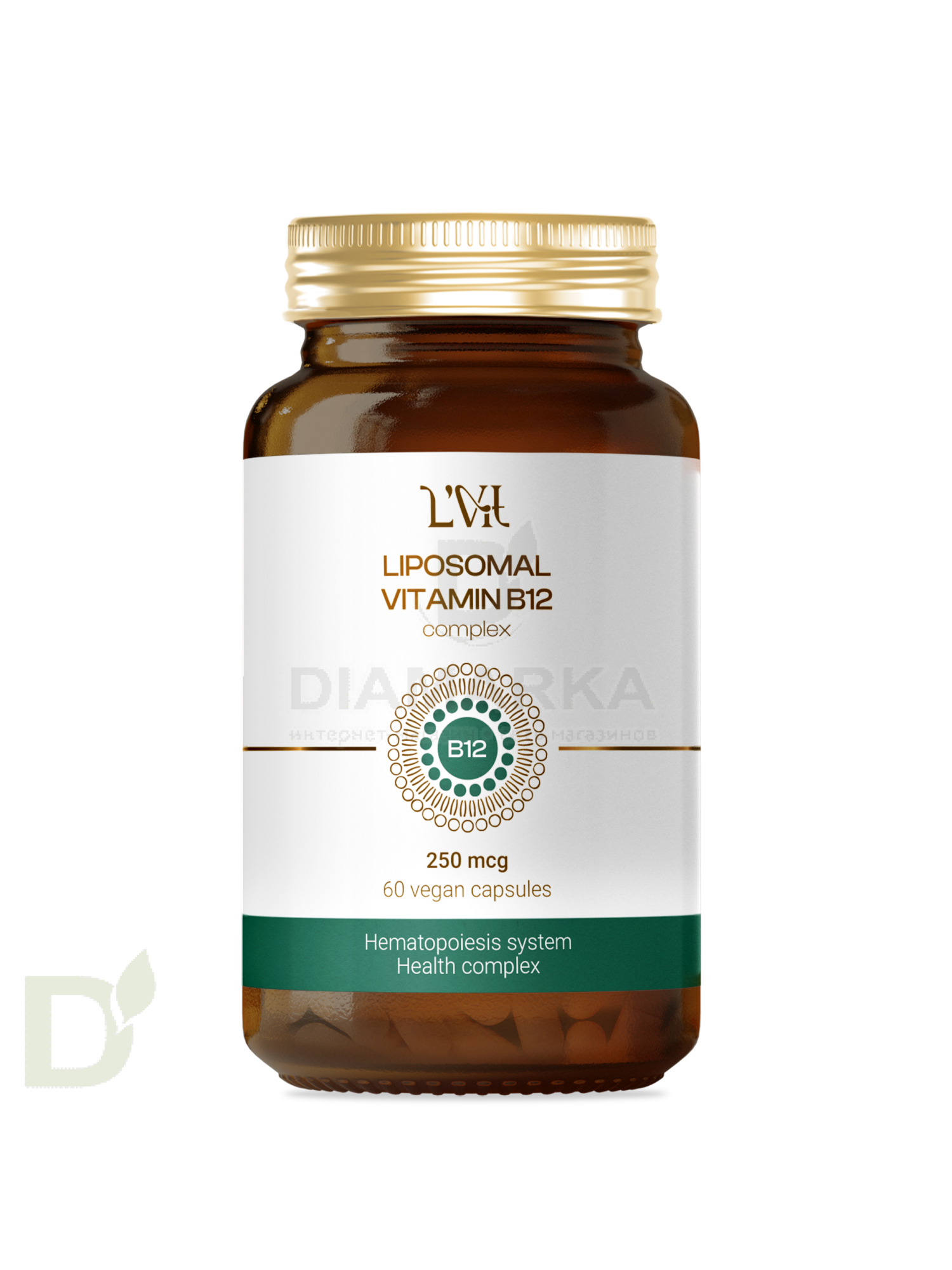 Витамины L'Vit Liposomal Vitamin B12+B9 complex, 250+200 мг в 1 капсуле, 60 капс в Саратове