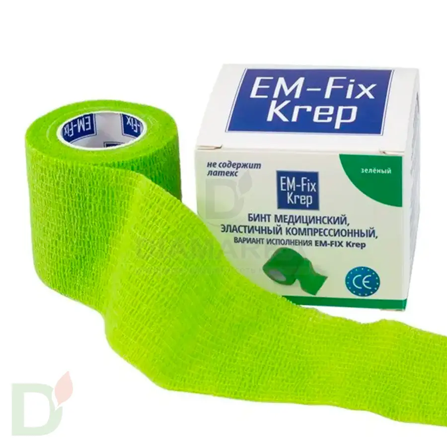 Бинт эластичный когезивный EM-fix krep Лайм, 5 см х 4,5 м в Саратове