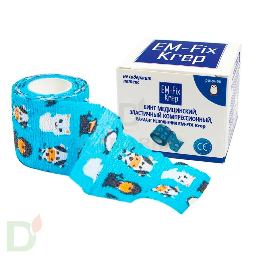 Бинт эластичный когезивный EM-fix krep Детский, 5см х 4,5м в Саратове