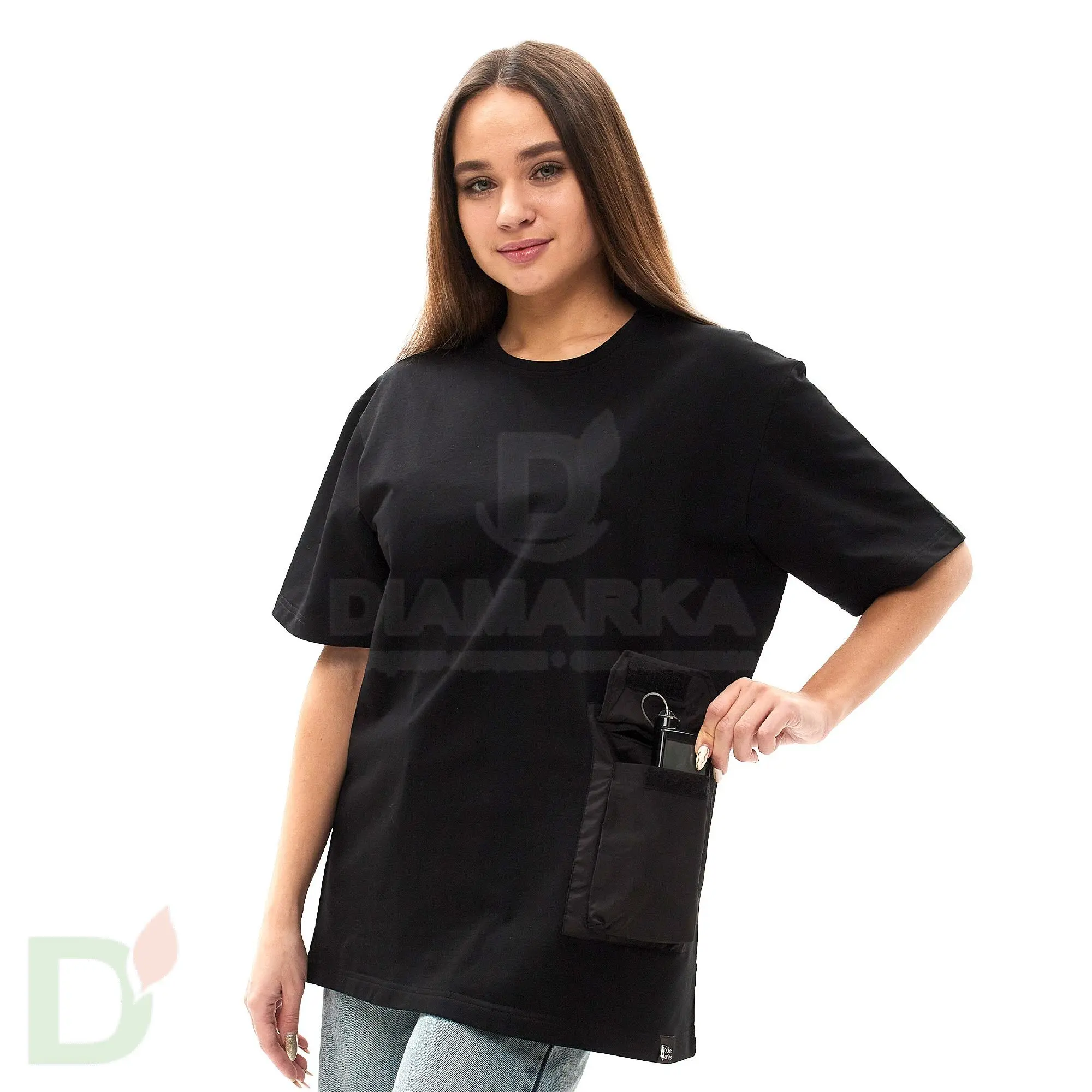 Футболка Pocket Stories с накладным карманом для инсулиновой помпы, Чёрная