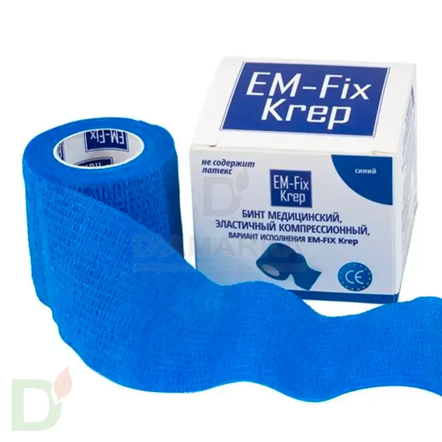 Бинт эластичный когезивный EM-fix krep Синий, 5 см х 4,5 м в Саратове