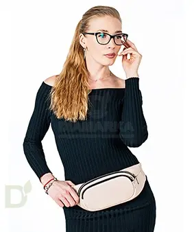 Сумка кожаная на пояс Розовая для диапринадлежностей